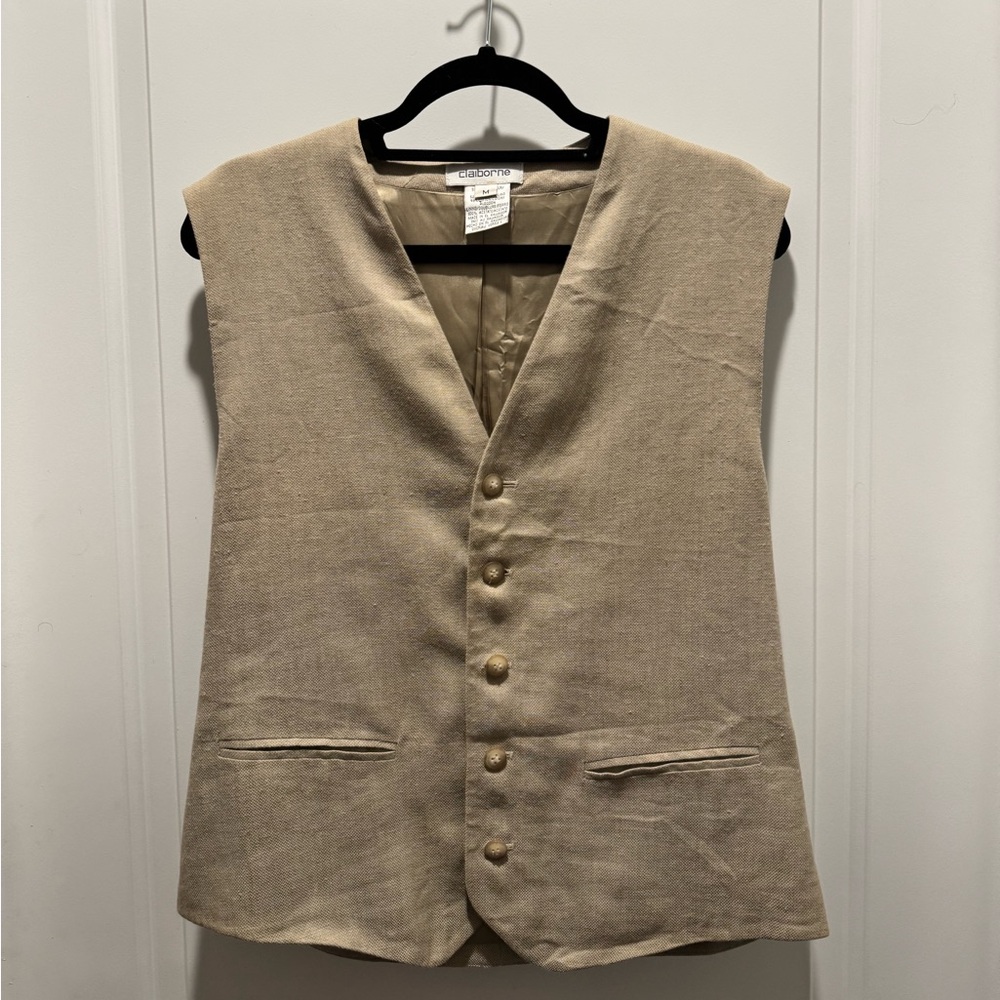 Vintage Beige Button-Up Liz Claiborne Vest